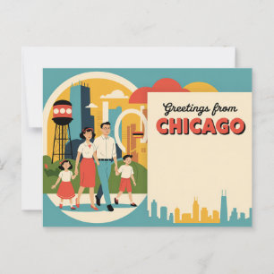 Carte postale vintage Chicago   Salutations de Chi