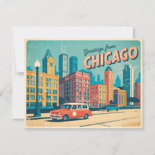 Carte postale vintage Chicago   Salutations de Chi