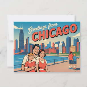 Carte postale vintage Chicago   Salutations de Chi