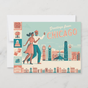 Carte postale vintage Chicago   Salutations de Chi