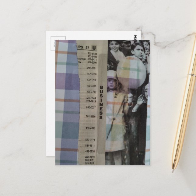 Carte Postale Vintage Children With Balloons Collage (Devant/Arrière en situation)