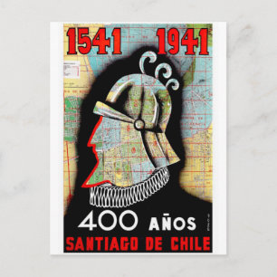 Carte Postale Vintage Chili Santiago Voyage