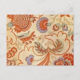 Carte Postale Vintage Chintz Floral Antique Terracotta Français