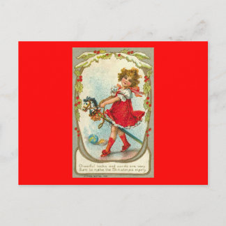 Carte postale Vintage Christmas Card Girl Toy Hors