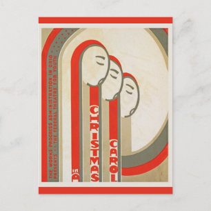 Carte Postale Vintage Christmas Carol WPA Retro