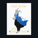 Carte Postale Vintage Christmas lady Joyeux voeux de Noël<br><div class="desc">1950 Femme de Noël Vintage en robe bleue avec un joyeux voeux de Noël</div>