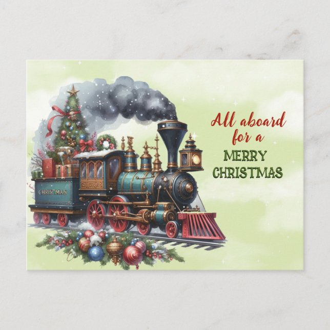 Carte postale Vintage Christmas Locomotive Train (Devant)