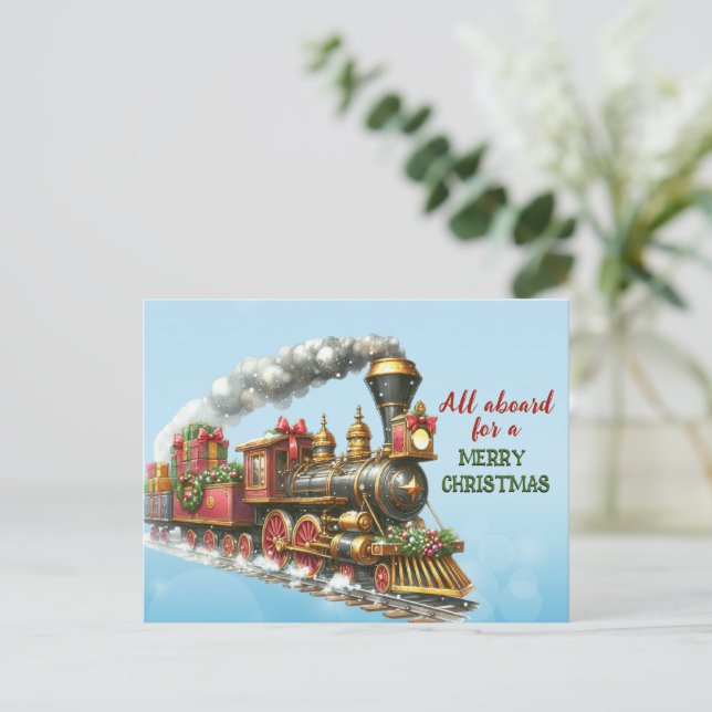 Carte postale Vintage Christmas Locomotive Train (Debout devant)