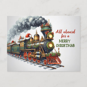 Carte postale Vintage Christmas Locomotive Train