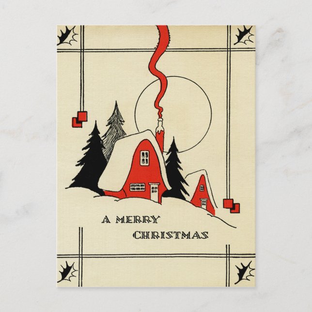 Carte postale Vintage Christmas Mountain House (Devant)