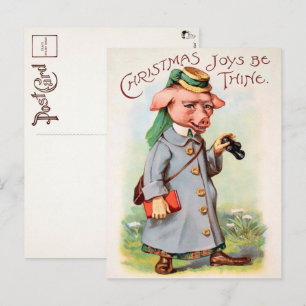 Carte postale Vintage Christmas Pig