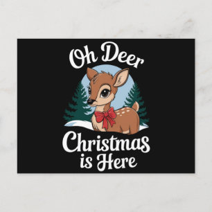Carte Postale Vintage Christmas Reindee Oh Deer Christmas Here