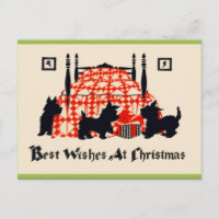Carte postale Vintage Christmas Scottie