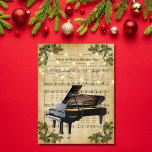 Carte Postale Vintage Christmas Sheet Music and Piano<br><div class="desc">This beautiful Christmas postcard design features a vintage Christmas sheet music design with string lights and a piano.  The back of the card features a custom holiday greeting that can be personalized.</div>