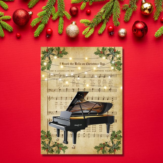 Carte Postale Vintage Christmas Sheet Music and Piano (Créateur téléchargé)