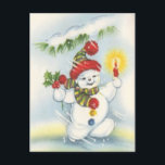 Carte postale Vintage Christmas snowman<br><div class="desc">conception par www.etsy.com/Shop/HeartlandMix</div>