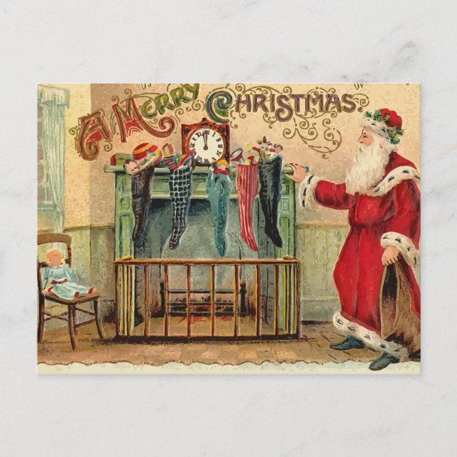 Carte postale Vintage Christmas Stockings (Devant)