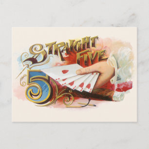 Carte Postale Vintage Cigar Étiquette Art Flush droit avec Coeur