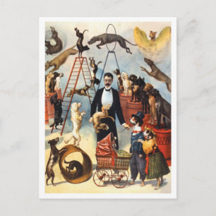 Carte Postale Vintage Circus Dog Trainer
