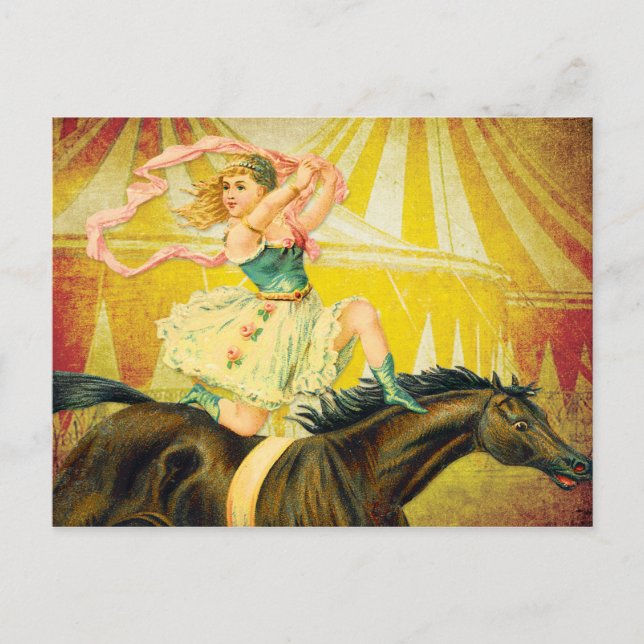 Carte Postale Vintage Circus Girl Acrobat sur le cheval (Devant)