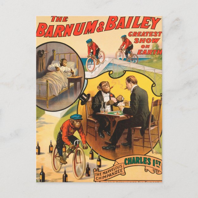 Carte Postale Vintage : cirque Barnum & Bailey - (Devant)
