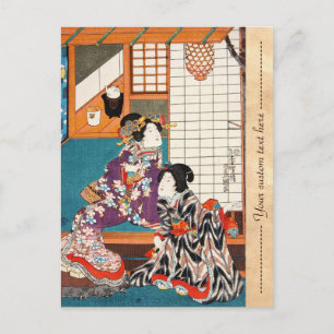 Carte Postale Vintage classique ukiyo-e geishas Utagawa
