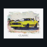 Carte Postale *~* Vintage classique voiture banane jaune<br><div class="desc">(recherchez AP11 pour les produits à thème du véhicule) CARTE POST - CARTE POST RETRO - Peintures Digital Enhanced de style Grunge - PERSONNALISER TEXTE SI VOUS LE SOUHAITEZ. - Muscle Car JAUNE. La voiture Muscle Antique Jaune Photo retournée Peinture est génial. Le cadre arrière - plan est BLANC. Le...</div>