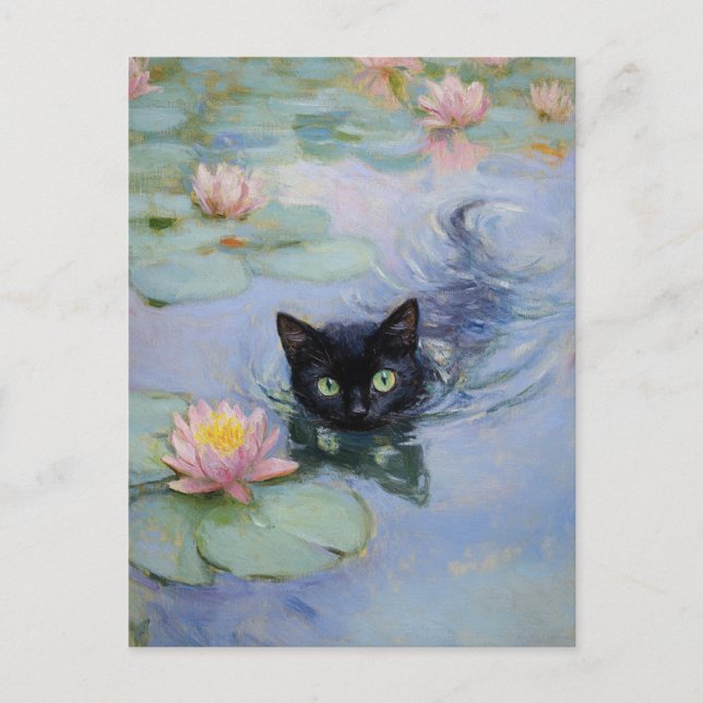 Carte postale Vintage Claude Monet Black Cat (Devant)