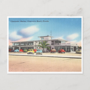 Carte Postale Vintage Clearwater Beach, Florida Marina