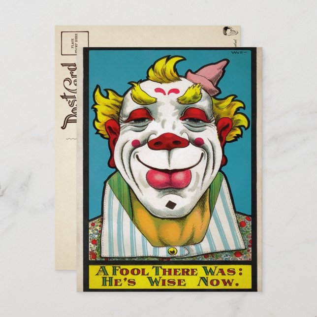 Carte postale vintage Clown Art (Devant / Derrière)