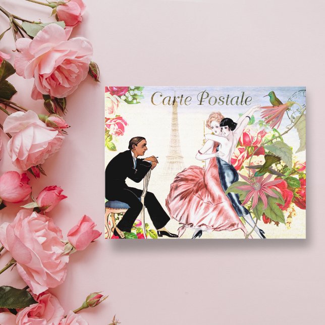 Carte postale vintage Colibri Paris Tango (Créateur téléchargé)