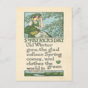 Carte Postale Vintage Colleen Spring Shamrock St Patrick's Day