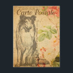 Carte Postale Vintage Collie Chien Fleurs florales Français<br><div class="desc">Carte Postale vintage Carton Collie Chien Fleurs Florales Carte Postale</div>