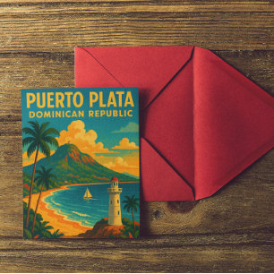 Carte Postale Vintage coloré Puerto Plata République Dominicaine