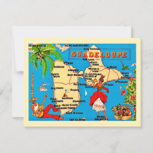 Carte postale vintage colorée de Guadeloupe