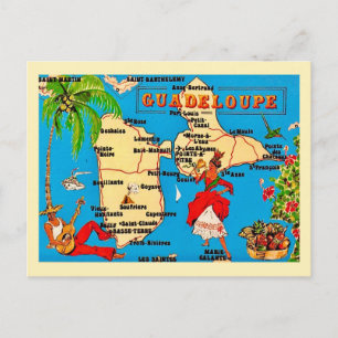 Carte postale vintage colorée de Guadeloupe