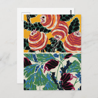 Carte Postale Vintage Colorful Flowers and Leaves Art Nouveau
