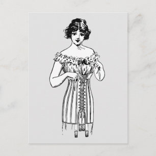 CARTE POSTALE VINTAGE CORSET LADY