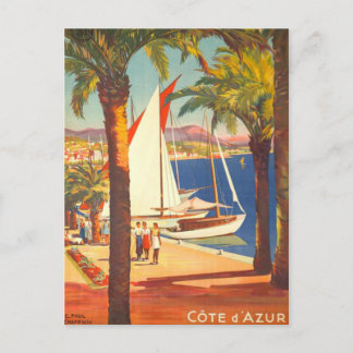 Carte Postale Vintage Côte d'Azur Voyage en France