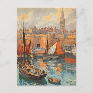 Carte Postale Vintage Côte d'Emeraude Saint Malo Tourisme portua