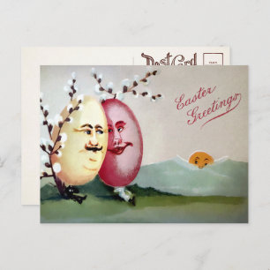Carte postale vintage Couple Oeuf Pâques
