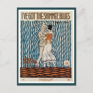 Carte Postale Vintage couple shimmee blues couverture de musique