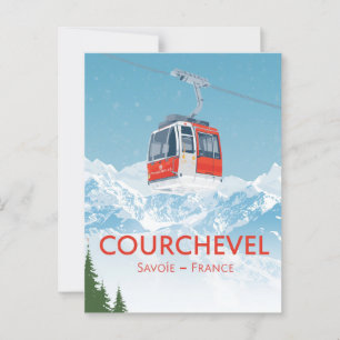 Carte Postale Vintage Courchevel France Ski Gondola Mountain