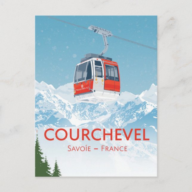 Carte Postale Vintage Courchevel France Ski Gondola Mountain (Devant)
