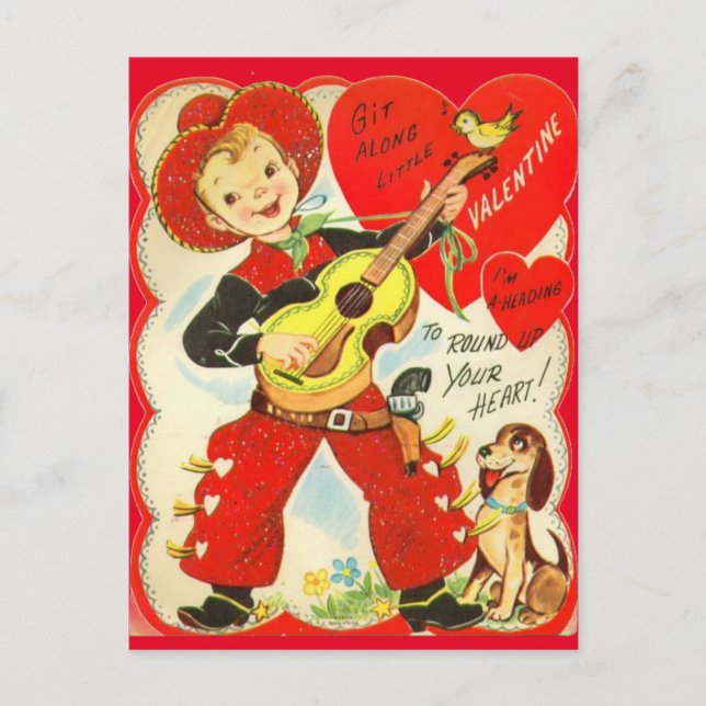 Carte postale Vintage Cowboy & Guitar Valentine de (Devant)