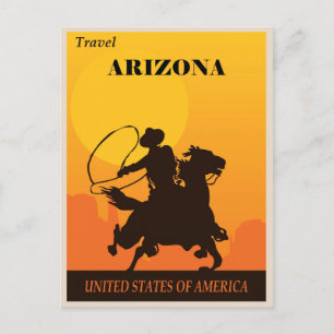 Carte Postale Vintage Cowboy Travel Arizona