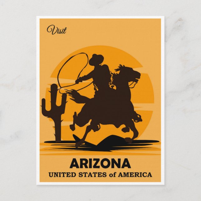 Carte Postale Vintage Cowboy Visit Arizona Travel (Devant)