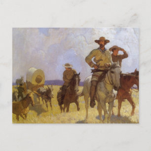 Carte Postale Vintage Cowboys, The Parkman Outfit par NC Wyeth