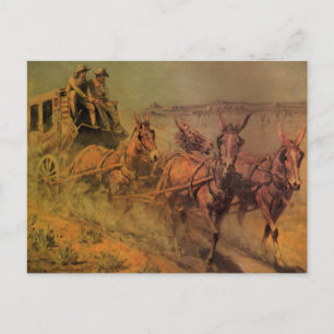 Carte Postale Vintage Cowboys, The Stage Coach par John Borein