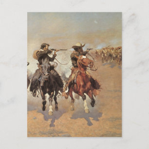 Carte Postale Vintage Cowboys, une touche pour le bois par Remin